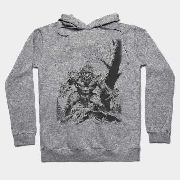 Wolfman Line Art Hoodie by Paul_Abrams